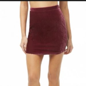 Burgundy wine velvet bodycon skirt
